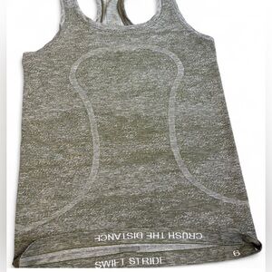Lululemon Swiftly Tech Racerback Tank Size 6 Heathered Green Swift Stride